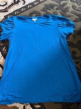LuLaRoe Bright Blue Short Sleeve Scoop Neck Top